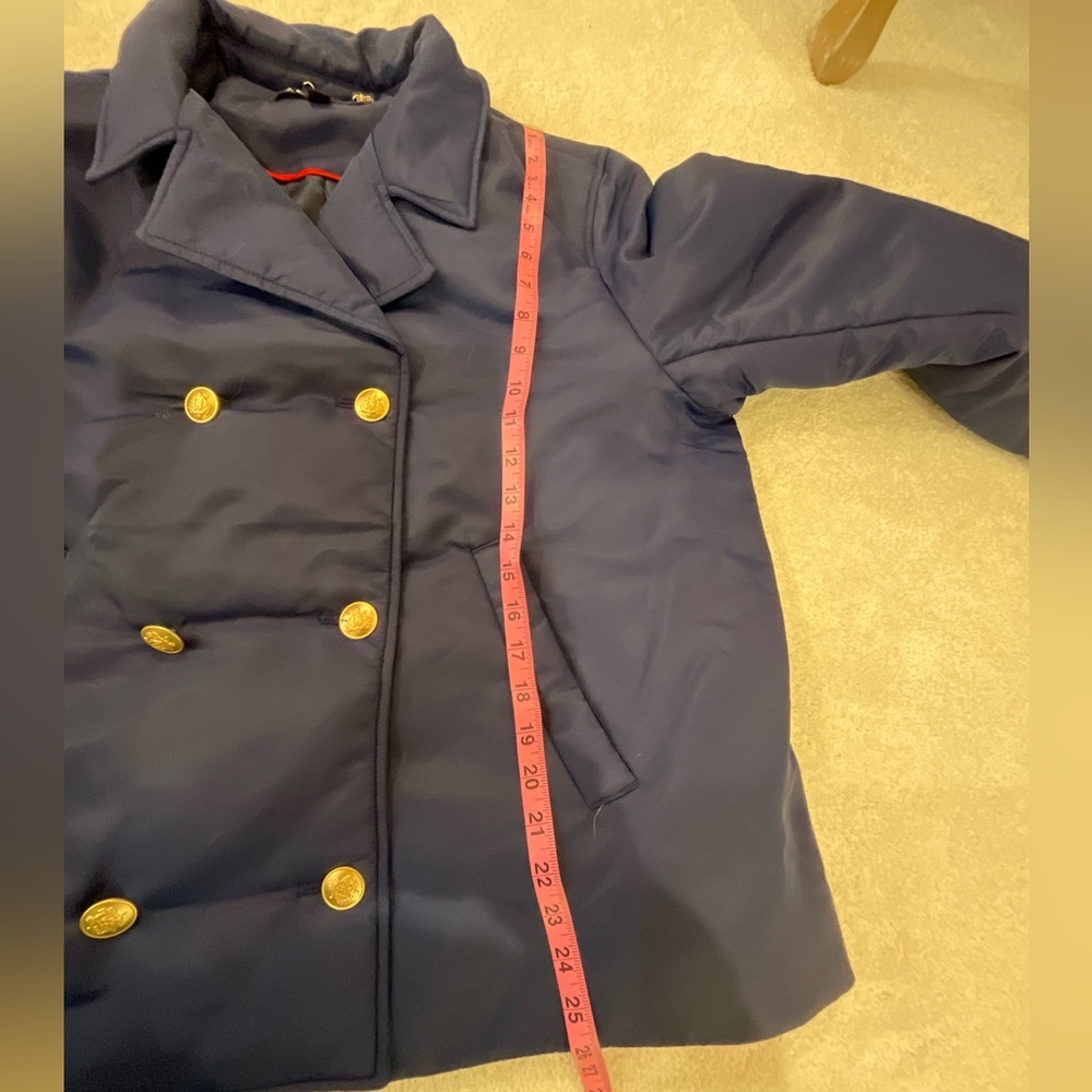 J. Crew Women's Blue Pea Coat with Gold Accents - Picture 6 of 9